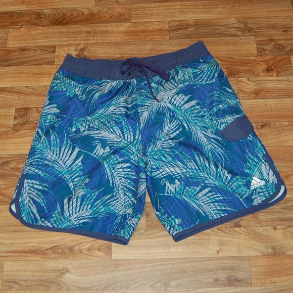 Adidas Men's Tri Palms Microfiber Swim Shorts - Picture 1 of 5